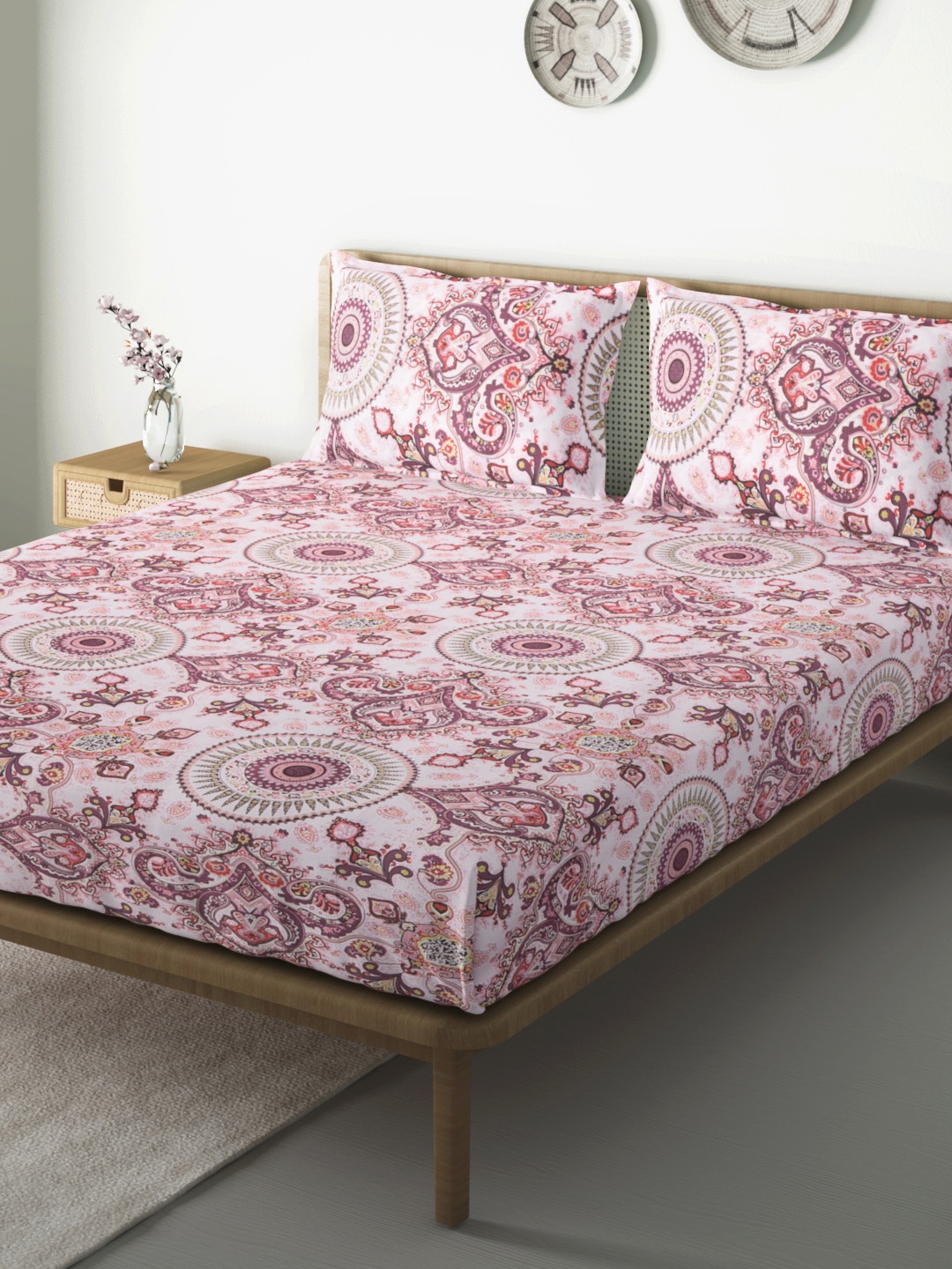 Aura White & Purple Ethnic Motifs 144 TC 120 GSM Queen Bedsheet with 2 Pillow Covers
Aura White & Purple Ethnic Motifs 144 TC 120 GSM Queen Bedsheet with 2 Pillow Covers