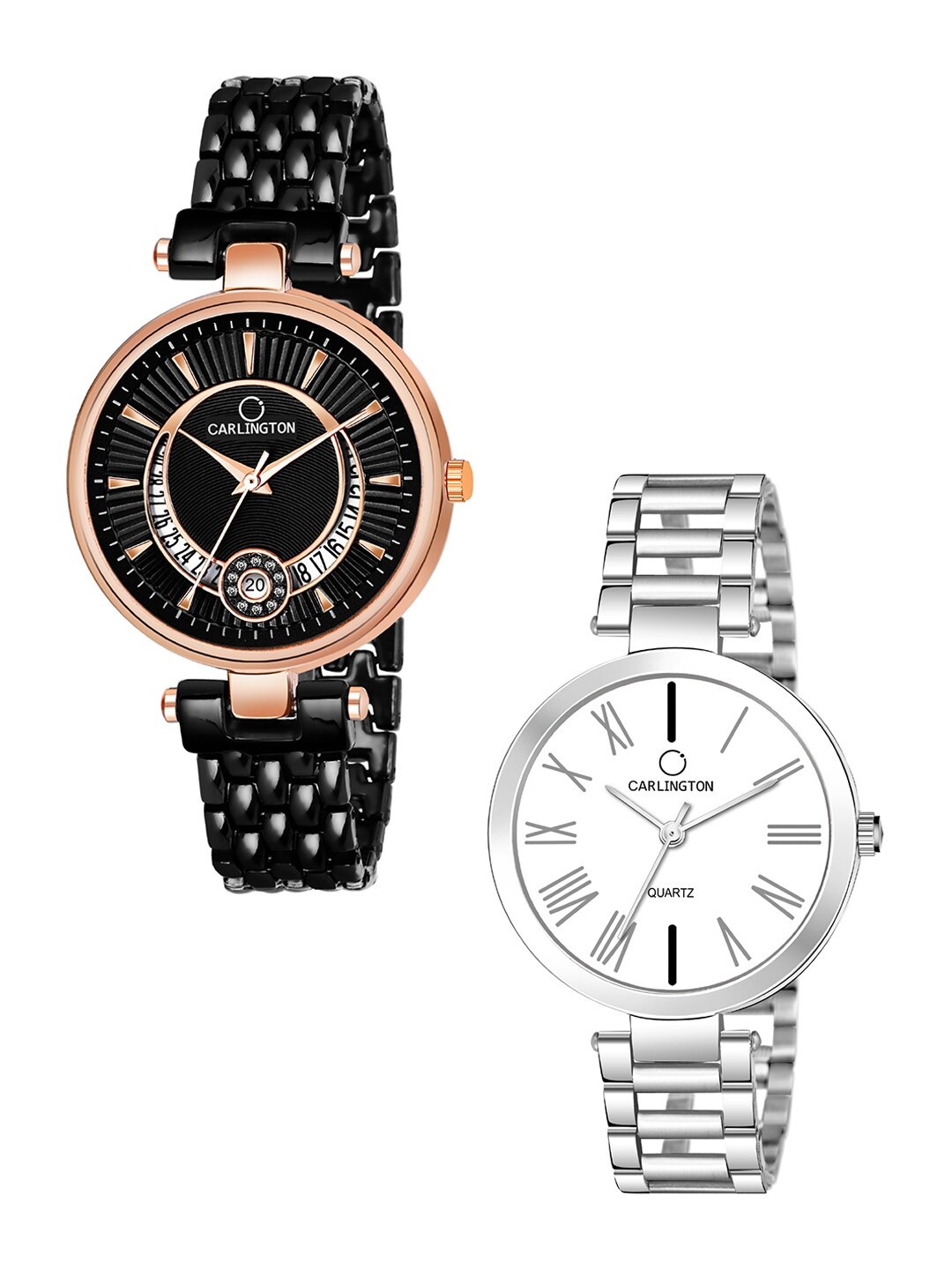CARLINGTON Unisex Set Of 2 Multicoloured Analogue Watches Bella Black & 112 Silver, Multi
CARLINGTON Unisex Set Of 2 Multicoloured Analogue Watches Bella Black & 112 Silver, Multi