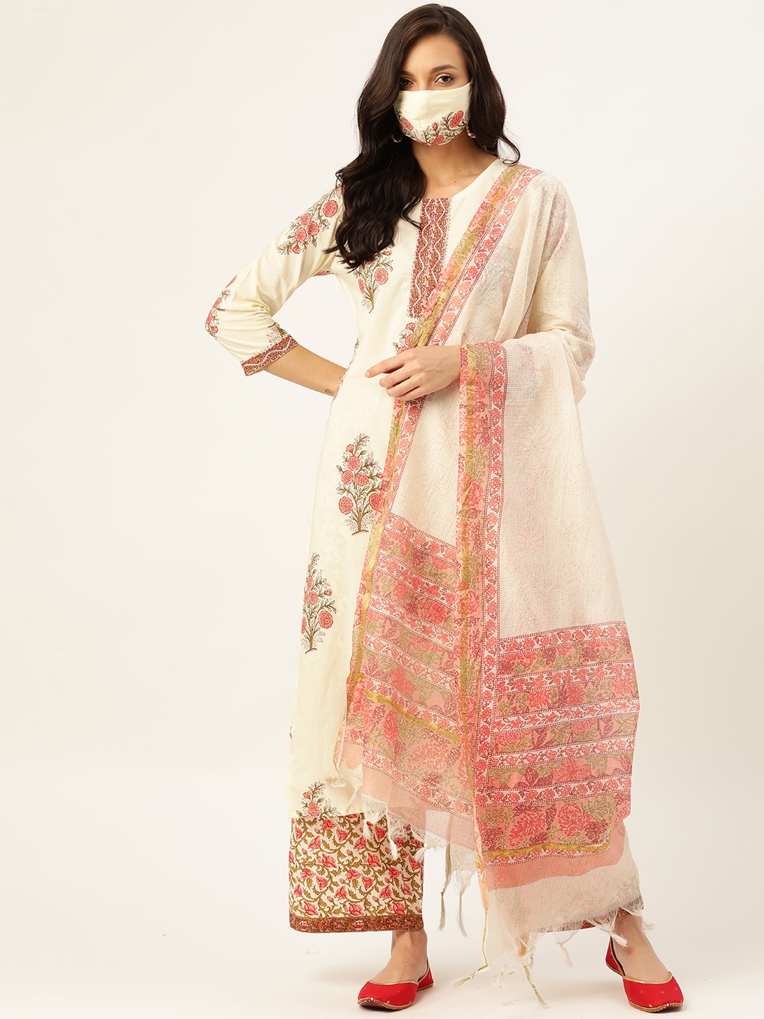 Maaesa Women Off White Ethnic Motifs Printed Gotta Patti Pure Cotton Kurta with Trousers & With Dupatta
Maaesa Women Off White Ethnic Motifs Printed Gotta Patti Pure Cotton Kurta with Trousers & With Dupatta