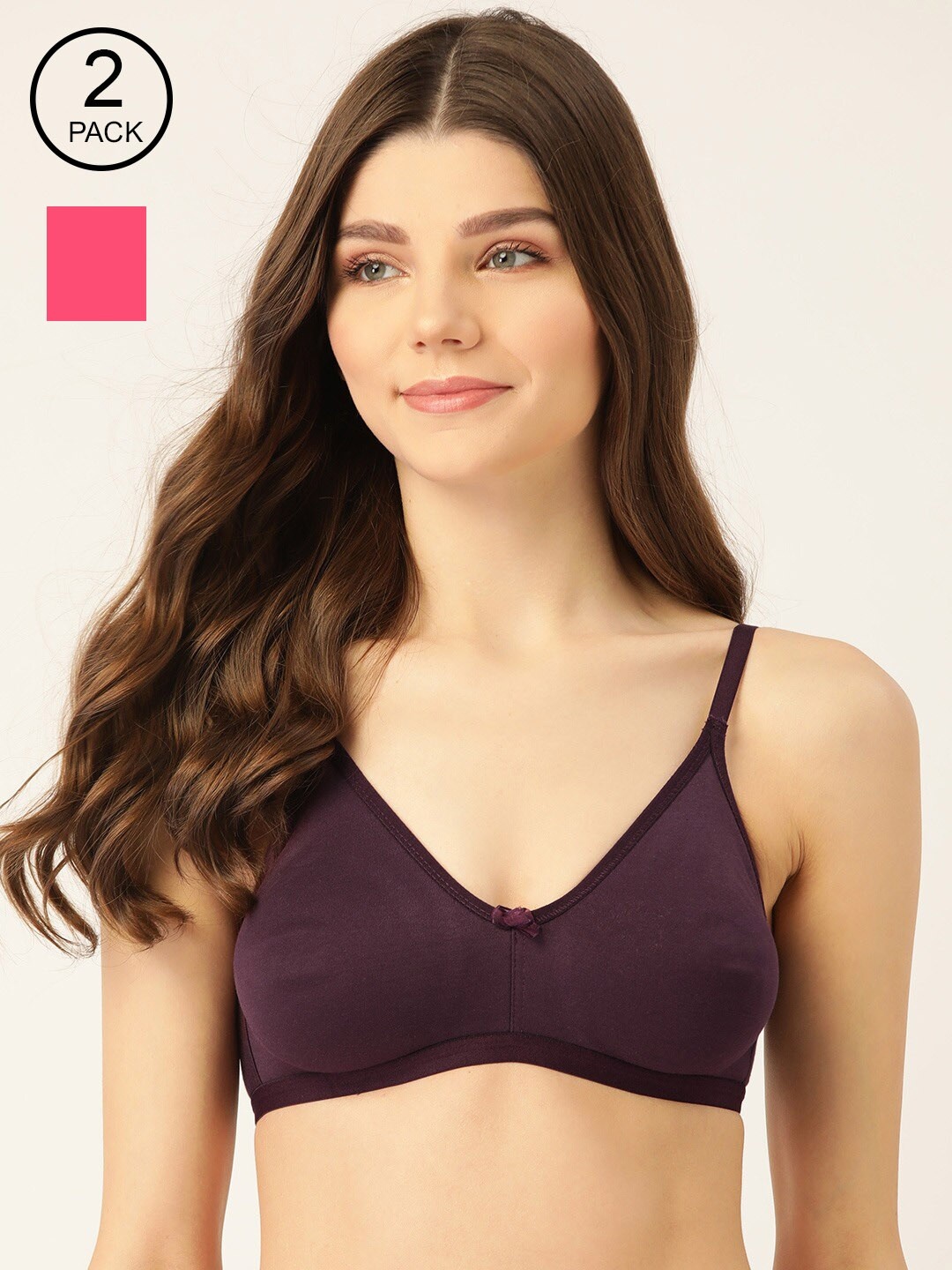 Lady Lyka Pack Of 2 Fuchsia Pink & Violet Solid Non-Wired Non Padded T-shirt Bra 01-FCA
Lady Lyka Pack Of 2 Fuchsia Pink & Violet Solid Non-Wired Non Padded T-shirt Bra 01-FCA