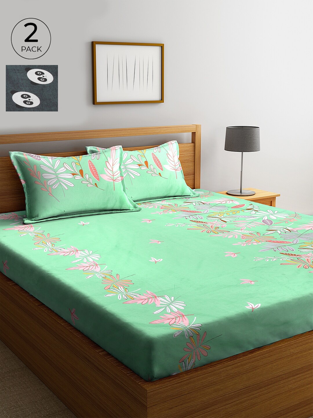 KLOTTHE Green & Grey Set of 2 Floral 210 TC Cotton King Bedsheet with 4 Pillow Covers
KLOTTHE Green & Grey Set of 2 Floral 210 TC Cotton King Bedsheet with 4 Pillow Covers