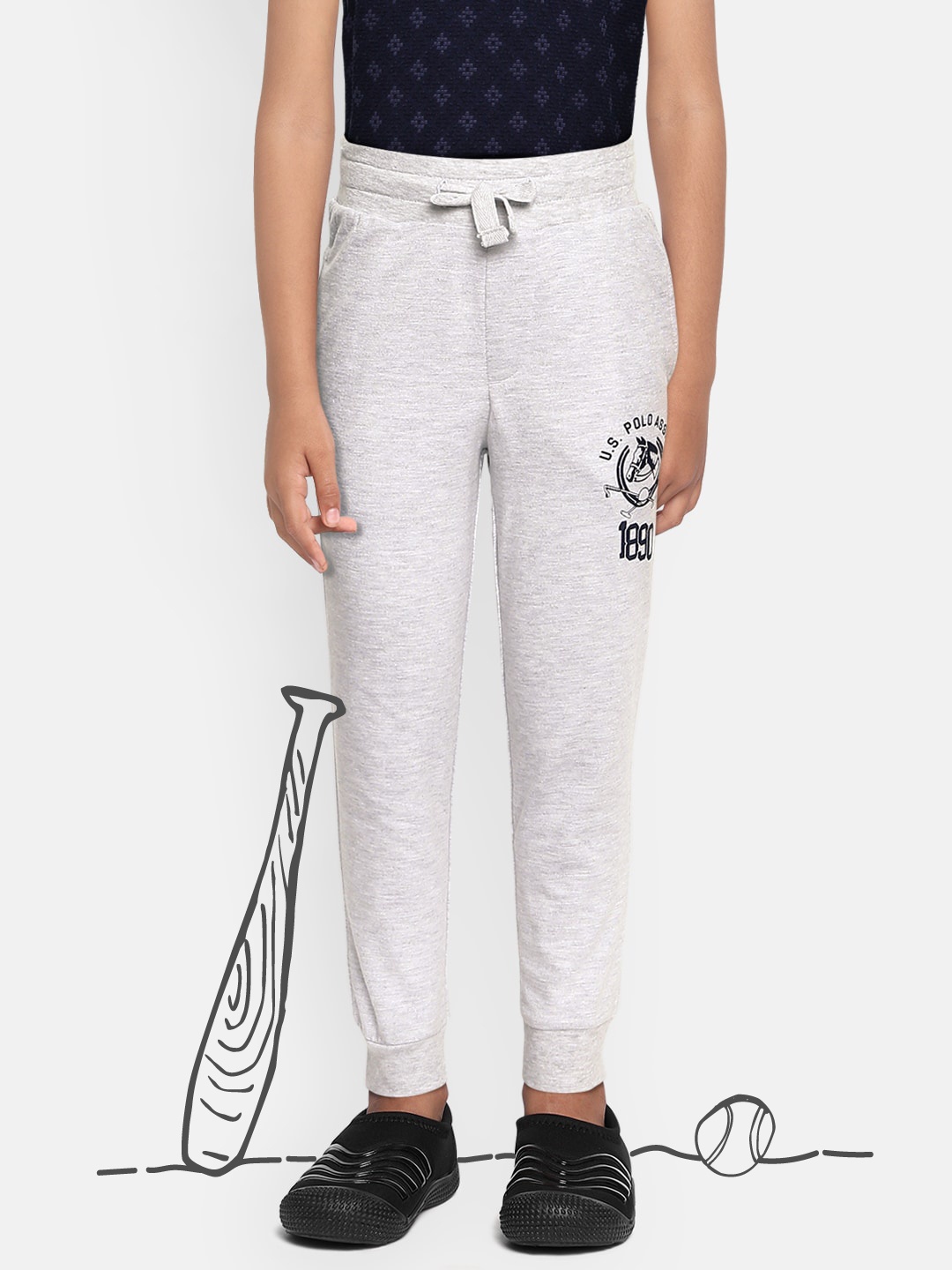 U.S. Polo Assn. Kids Boys Grey Melange Regular Fit Joggers