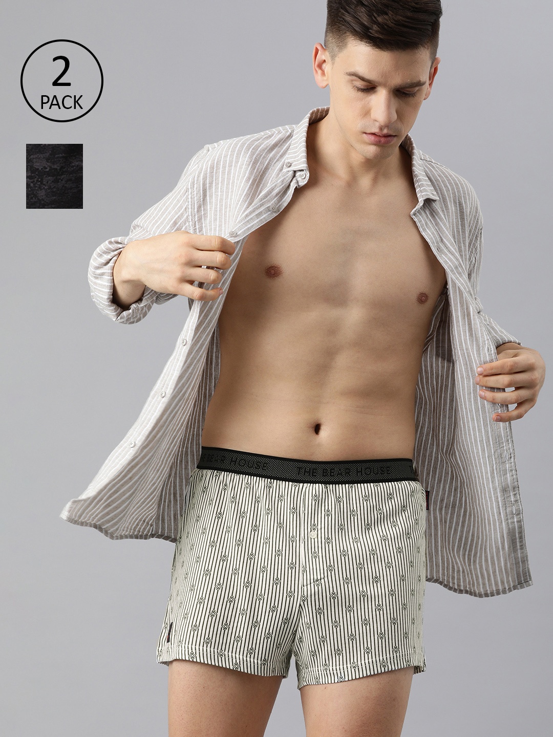 THE BEAR HOUSE Men Pack Of 2 Assorted Comfort Fit Printed Cotton Knitted Boxers TBH-KHMER, Multi
THE BEAR HOUSE Men Pack Of 2 Assorted Comfort Fit Printed Cotton Knitted Boxers TBH-KHMER, Multi