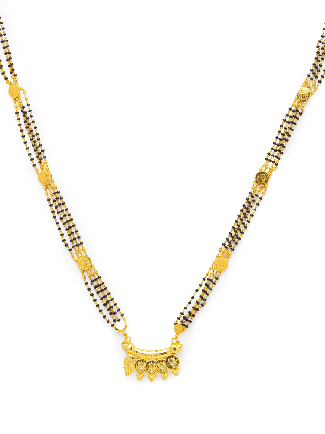 Digital Dress Room Black Gold-Plated Black Beaded Goddess Lakshmi Textured Mangalsutra
Digital Dress Room Black Gold-Plated Black Beaded Goddess Lakshmi Textured Mangalsutra