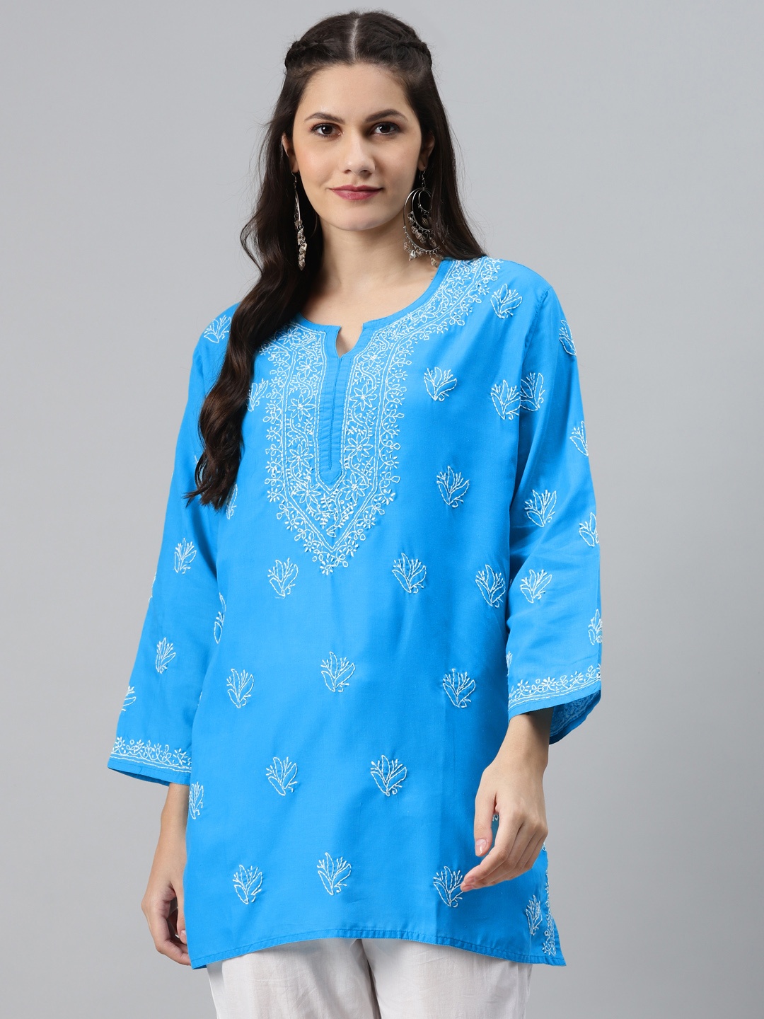 ADA Blue & White Ethnic Motifs Hand Embroidered Chikankari Pure Cotton Handloom Kurti
ADA Blue & White Ethnic Motifs Hand Embroidered Chikankari Pure Cotton Handloom Kurti