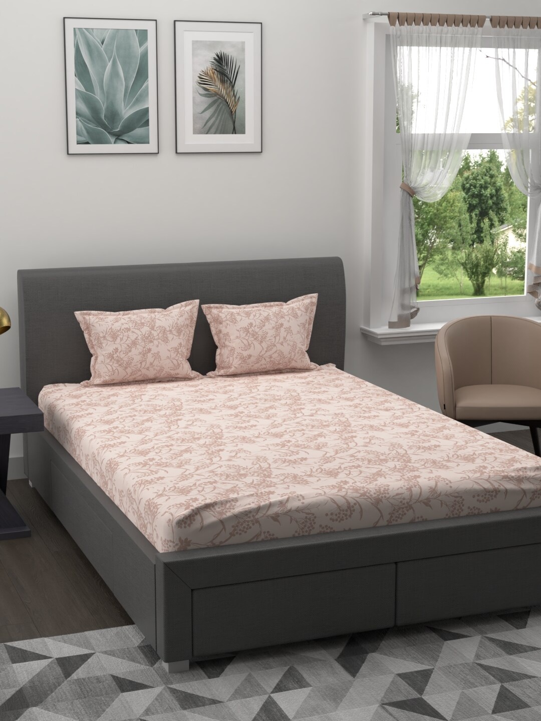MYTRIDENT Peach-Coloured Taupe Floral 200 TC Cotton 1 King Bedsheet with 2 Pillow Covers
MYTRIDENT Peach-Coloured Taupe Floral 200 TC Cotton 1 King Bedsheet with 2 Pillow Covers