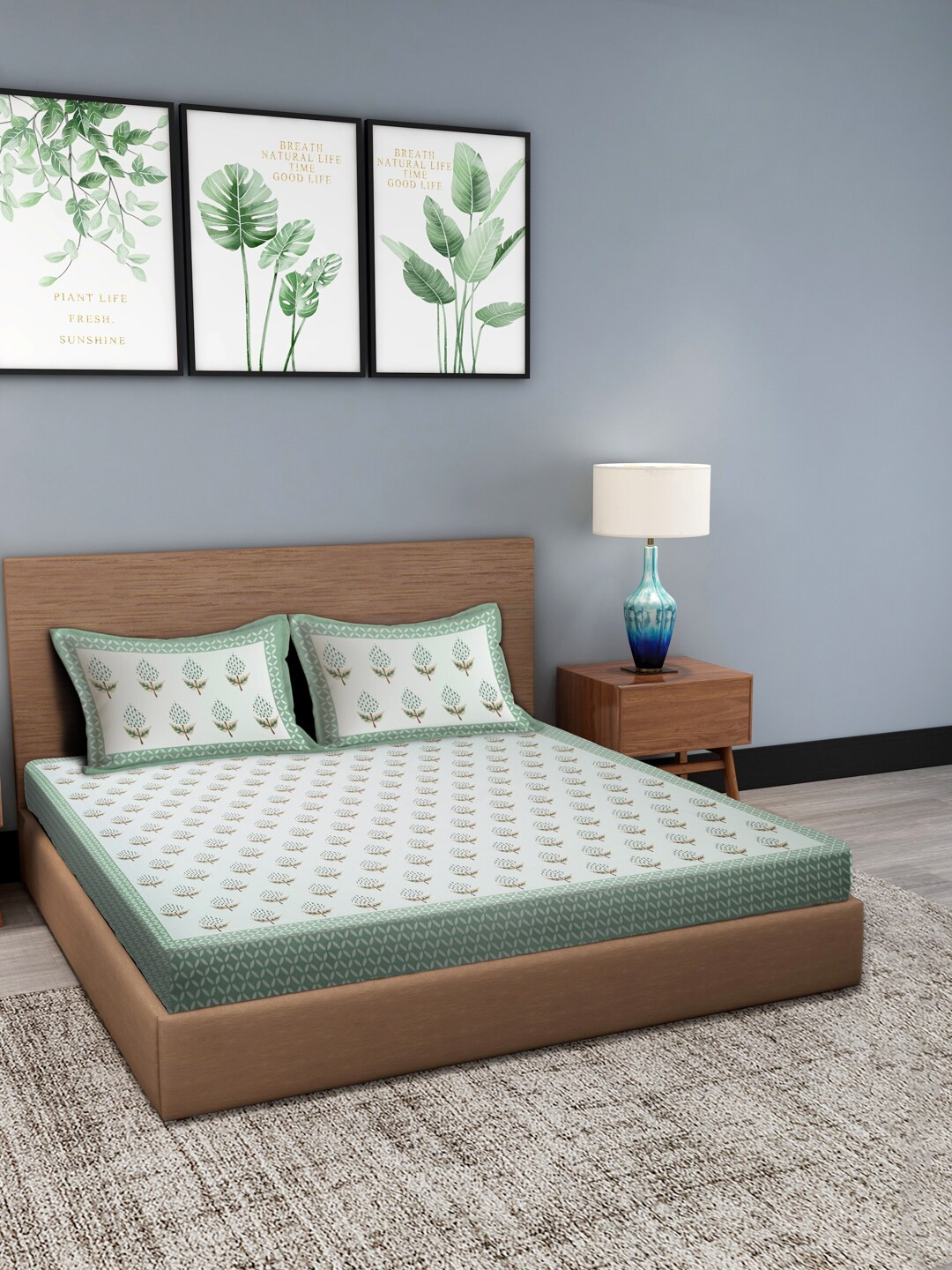 Gulaab Jaipur Green & White Ethnic Motifs 350 TC Cotton 1 King Bedsheet with 2 Pillow Covers
Gulaab Jaipur Green & White Ethnic Motifs 350 TC Cotton 1 King Bedsheet with 2 Pillow Covers