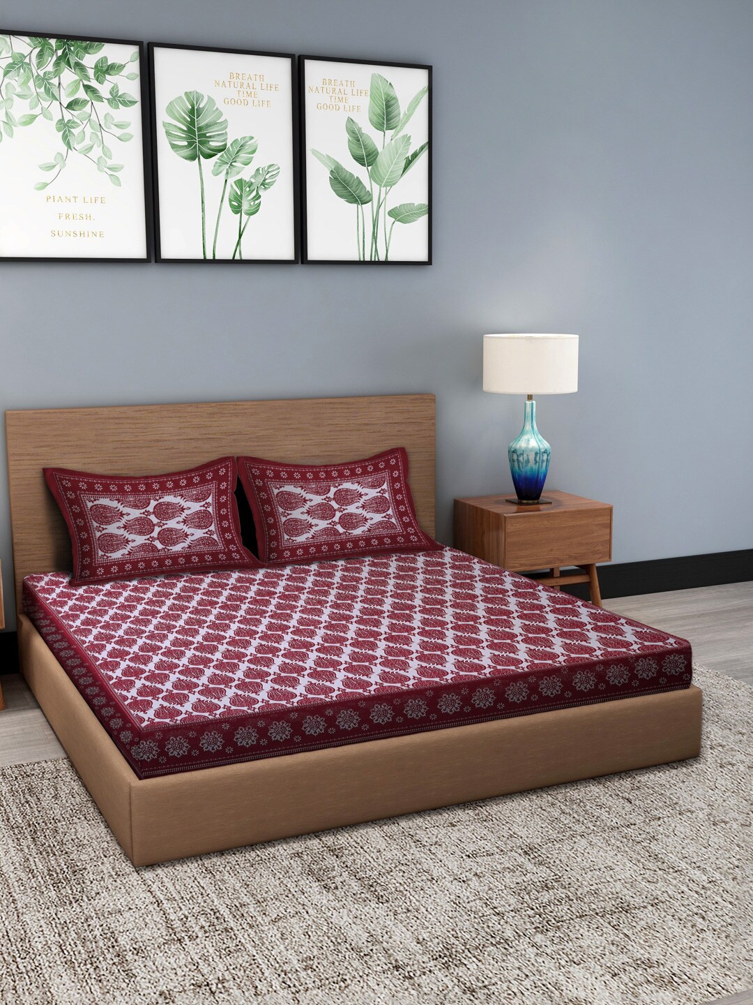 Gulaab Jaipur White & Maroon Ethnic Motifs 210 TC Cotton 1 King Bedsheet with 2 Pillow Covers
Gulaab Jaipur White & Maroon Ethnic Motifs 210 TC Cotton 1 King Bedsheet with 2 Pillow Covers