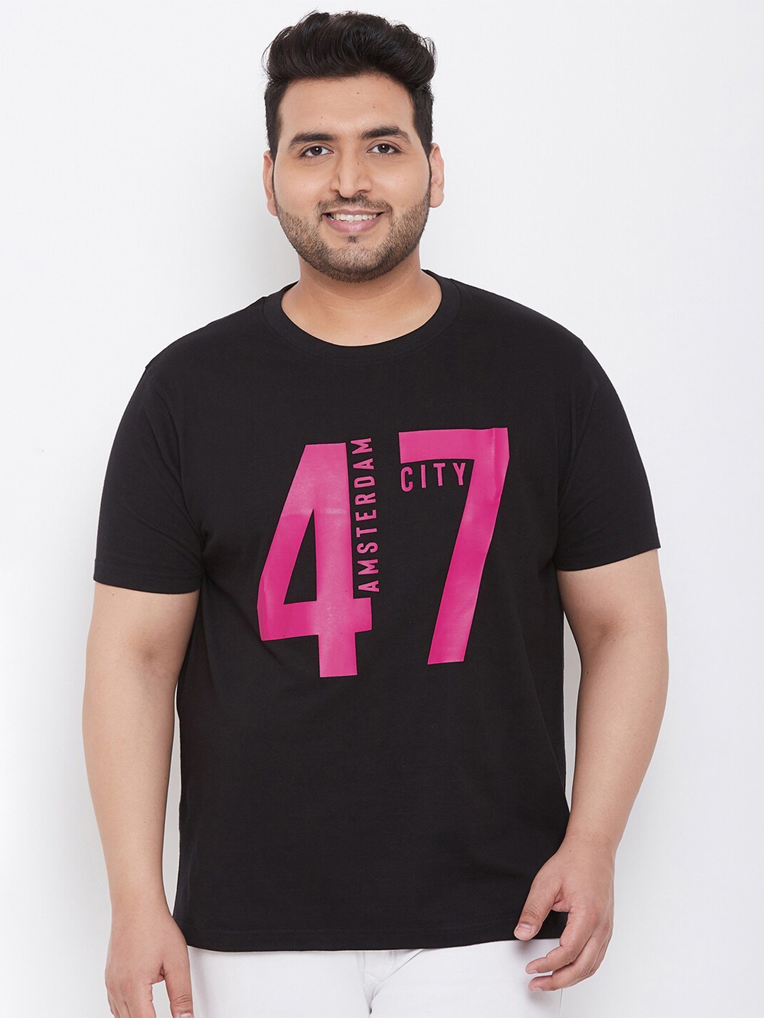 bigbanana Men Plus Size Black & Pink Pure Cotton Printed Round Neck T-shirt
bigbanana Men Plus Size Black & Pink Pure Cotton Printed Round Neck T-shirt