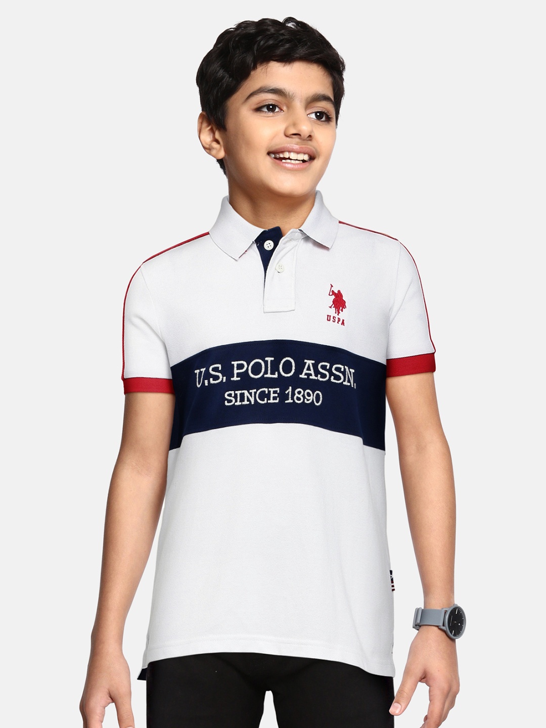 U S Polo Assn Kids Boys White Brand Logo Printed Polo Collar Pure Cotton T-shirt
U S Polo Assn Kids Boys White Brand Logo Printed Polo Collar Pure Cotton T-shirt