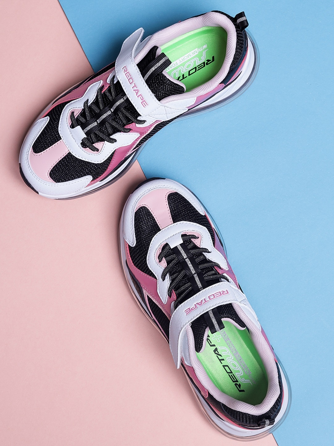 Red Tape Kids Pink & Black Colourblocked Air + Sports Shoes