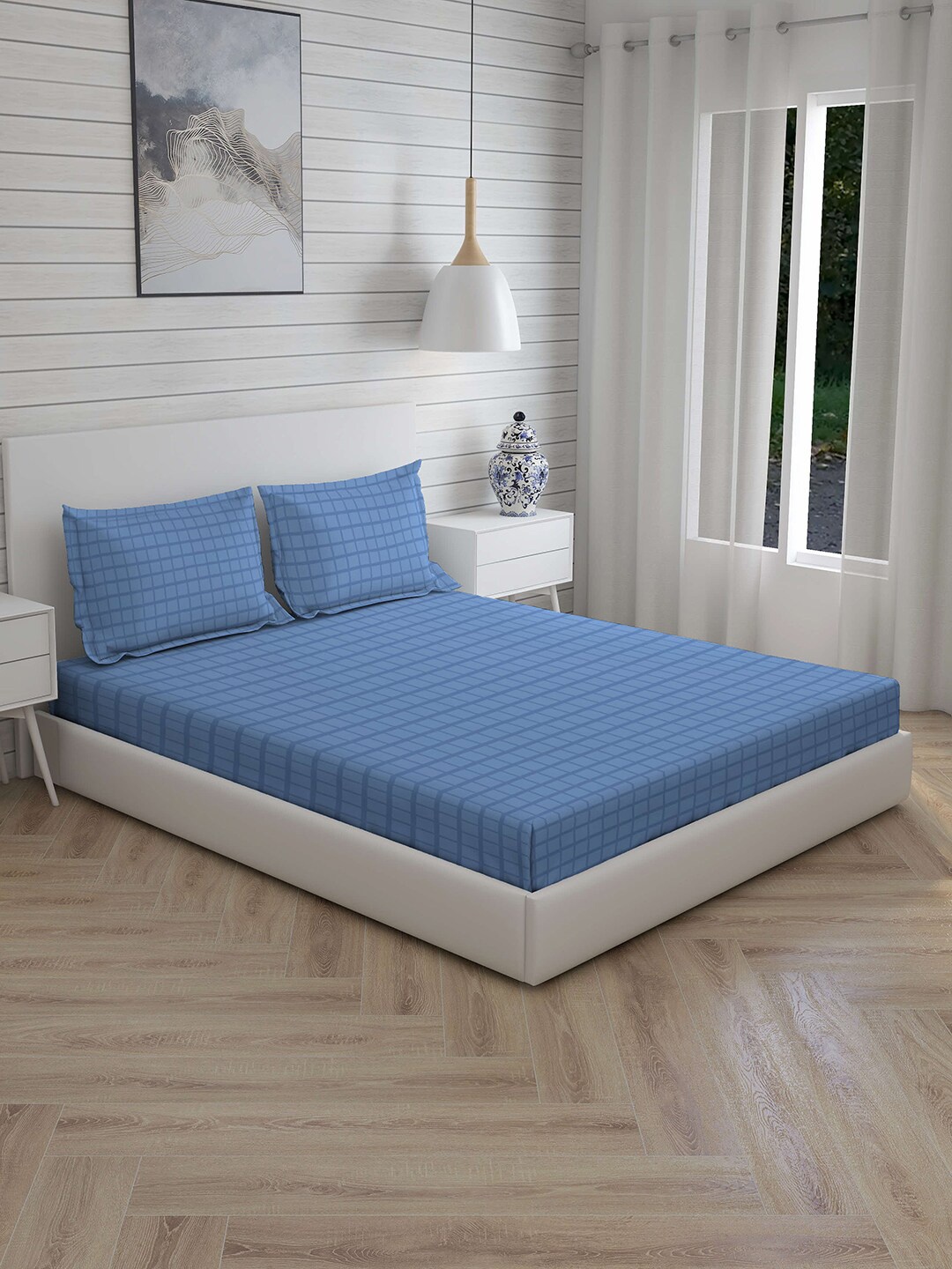Boutique Living India Blue Geometric 210 TC Cotton 1 King Bedsheet with 2 Pillow Covers
Boutique Living India Blue Geometric 210 TC Cotton 1 King Bedsheet with 2 Pillow Covers
