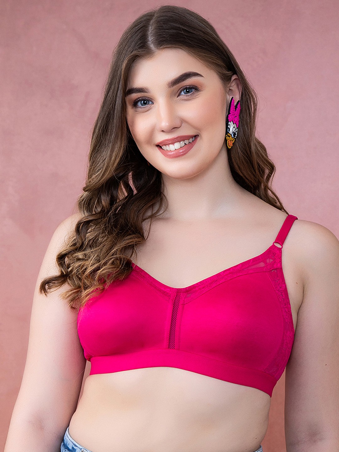 Clovia Pink Cotton Lace Non-Padded Non-Wired Spacer Cup Full Figure Bra BR2178P1432E
Clovia Pink Cotton Lace Non-Padded Non-Wired Spacer Cup Full Figure Bra BR2178P1432E