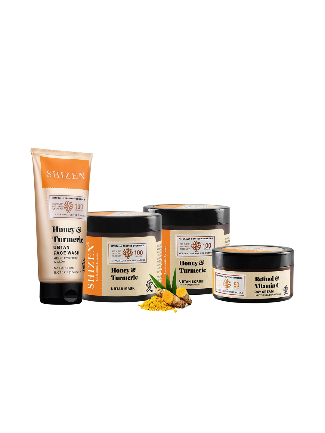 Shizen Set of Sustainable Honey & Turmeric Ubtan Face Wash, Scrub, Face Mask & Day Cream, Yellow
Shizen Set of Sustainable Honey & Turmeric Ubtan Face Wash, Scrub, Face Mask & Day Cream, Yellow