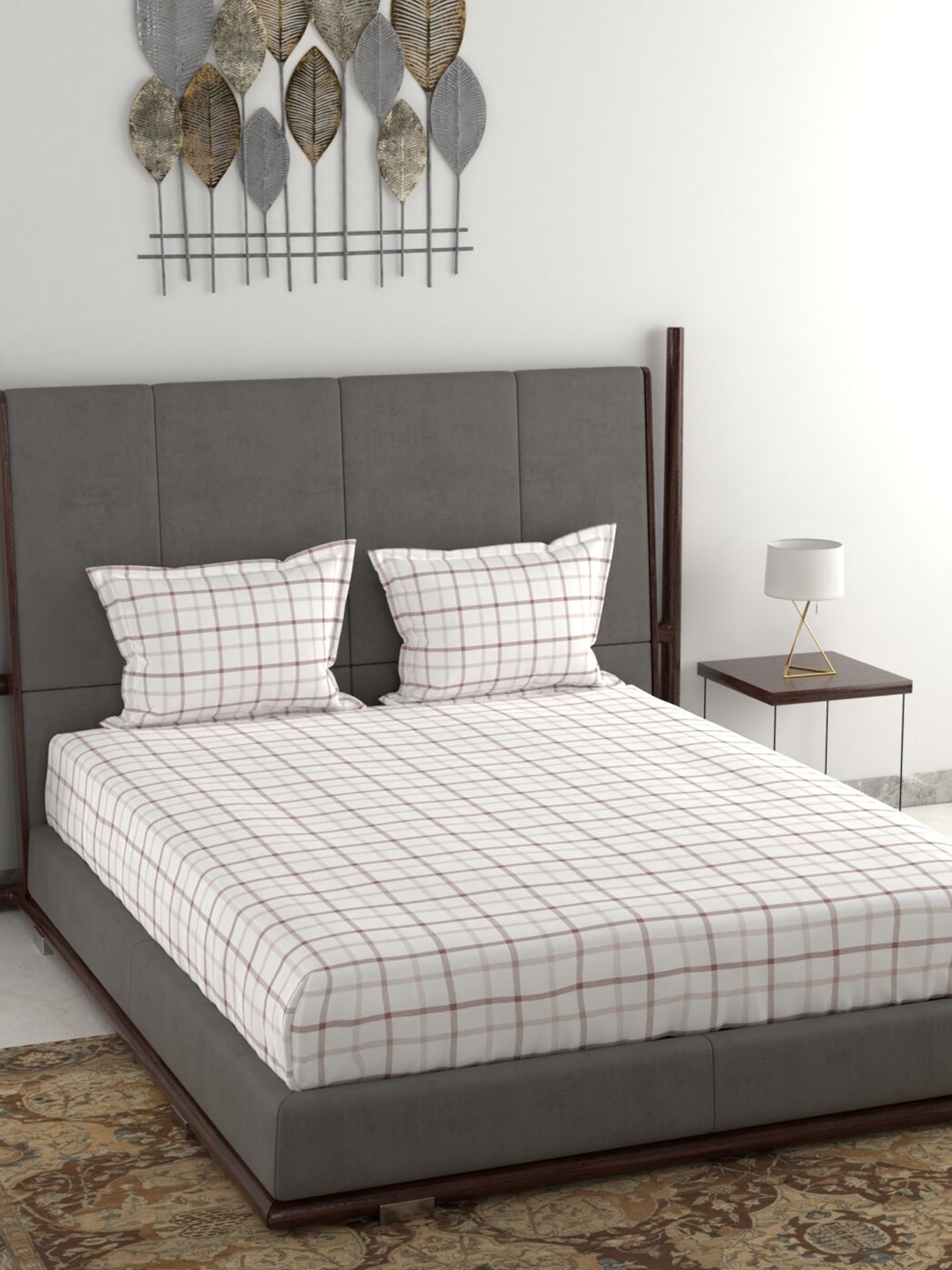 Trident White & Brown Geometric 144 TC Cotton 1 King Bedsheet with 2 Pillow Covers
Trident White & Brown Geometric 144 TC Cotton 1 King Bedsheet with 2 Pillow Covers