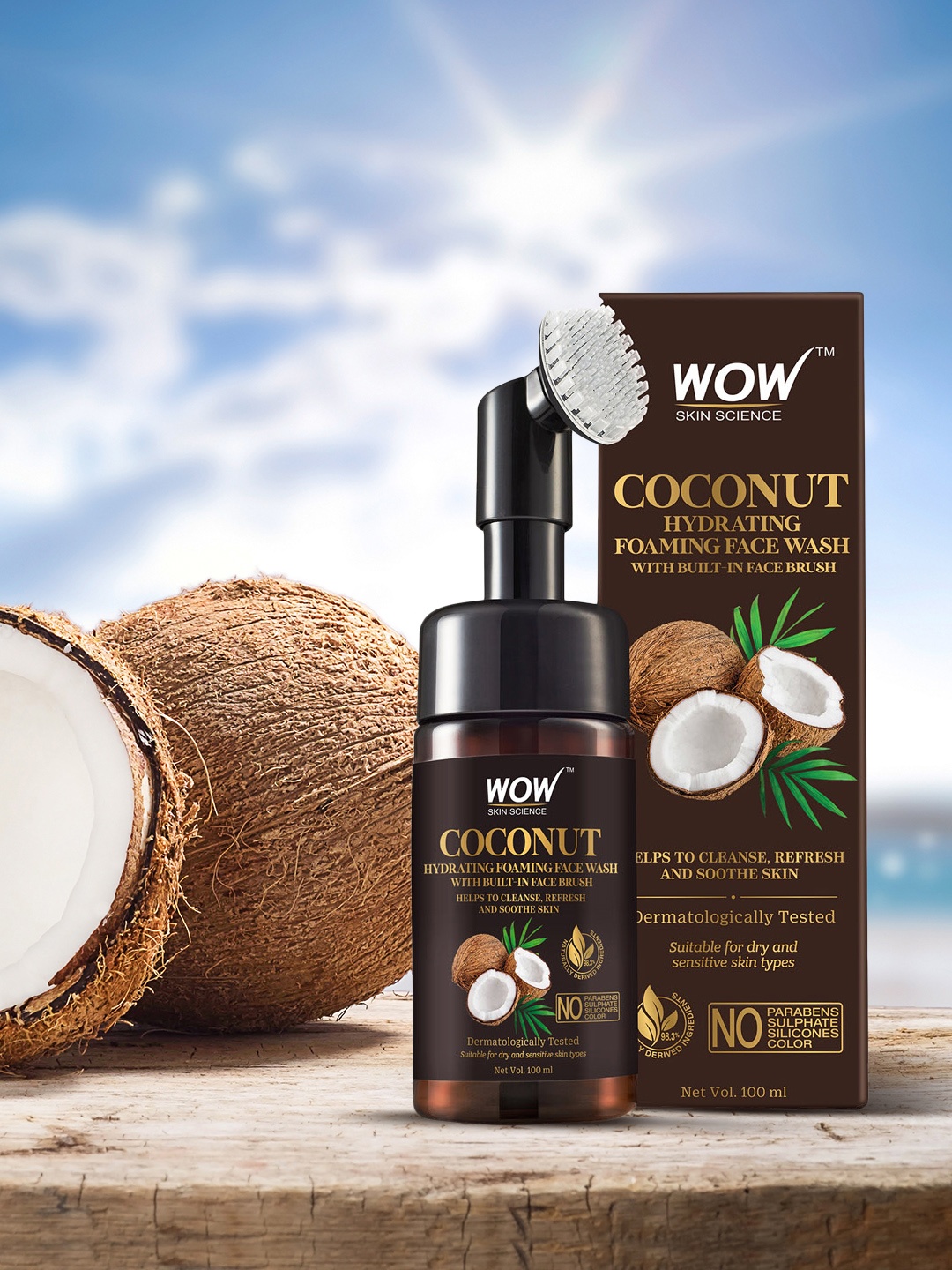 WOW SKIN SCIENCE Coconut Hydrating Foaming Face Wash with Built-In Face Brush 100 ml, Brown
WOW SKIN SCIENCE Coconut Hydrating Foaming Face Wash with Built-In Face Brush 100 ml, Brown