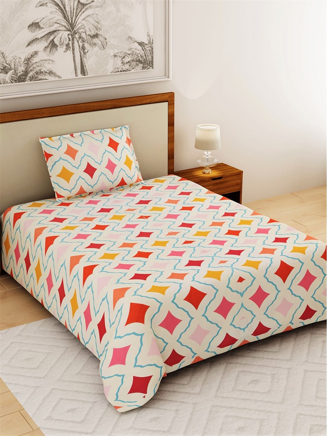 Salona Bichona Off-White & Yellow Geometric 144 TC Polyester 1 Single Bedsheet with 1 Pillow Covers
Salona Bichona Off-White & Yellow Geometric 144 TC Polyester 1 Single Bedsheet with 1 Pillow Covers