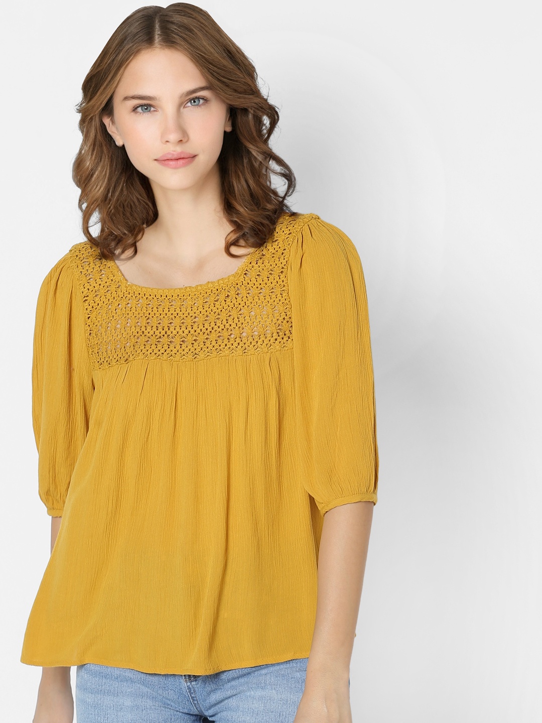 ONLY Yellow Yoke Design Top