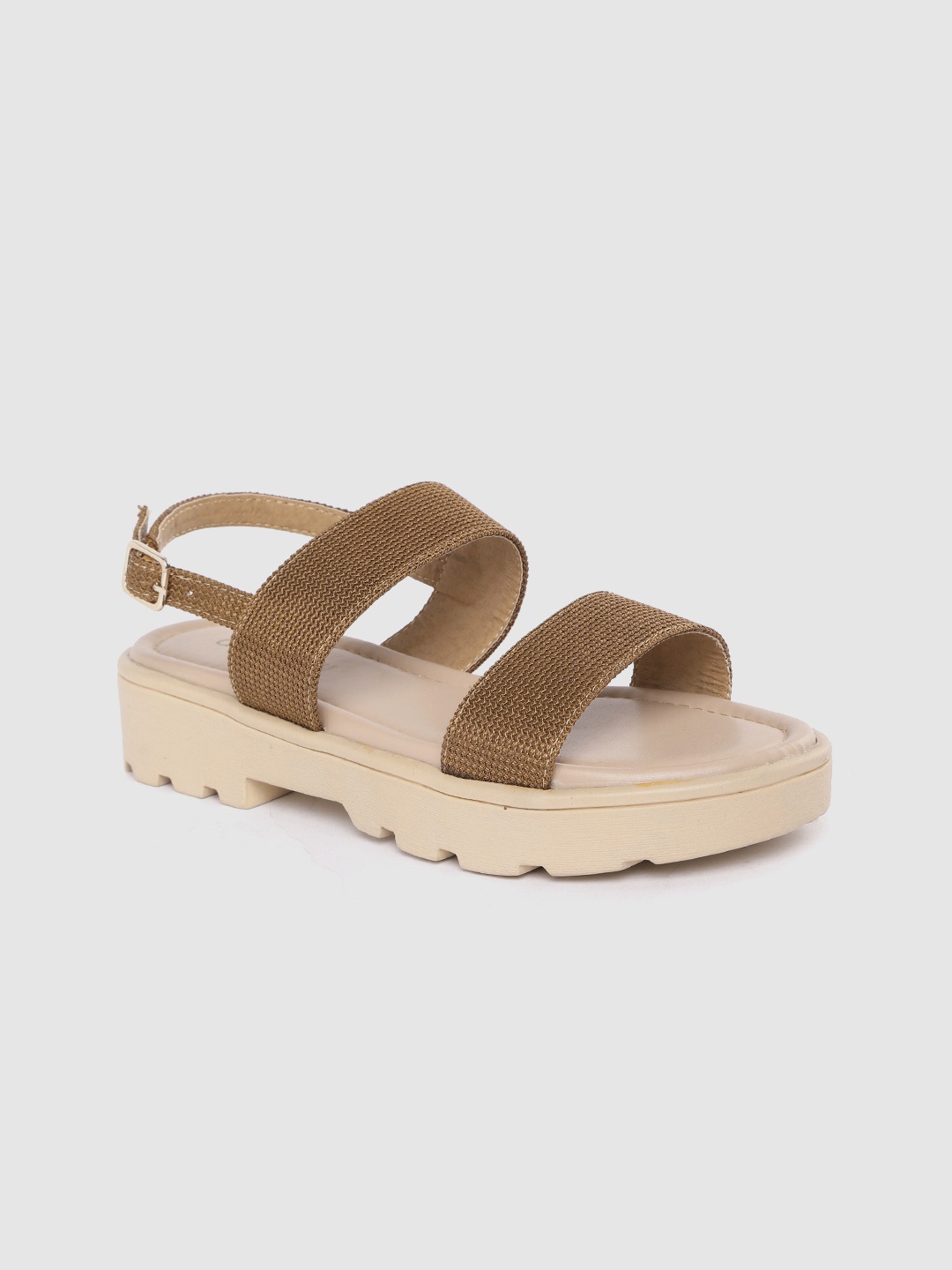DressBerry Women Olive Brown Solid Open Toe Flats