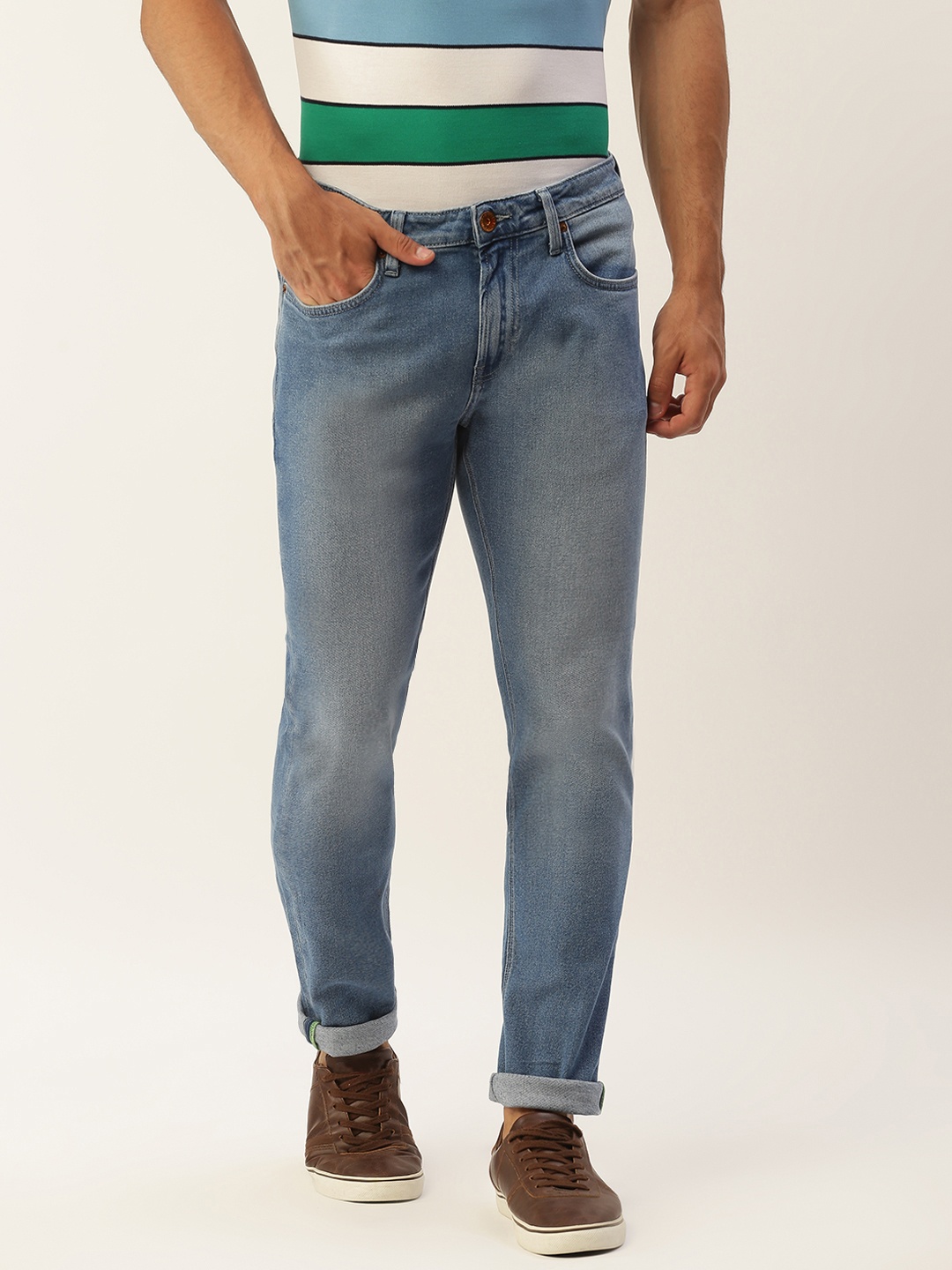 United Colors of Benetton Men Blue Skinny Fit Light Fade Stretchable Jeans