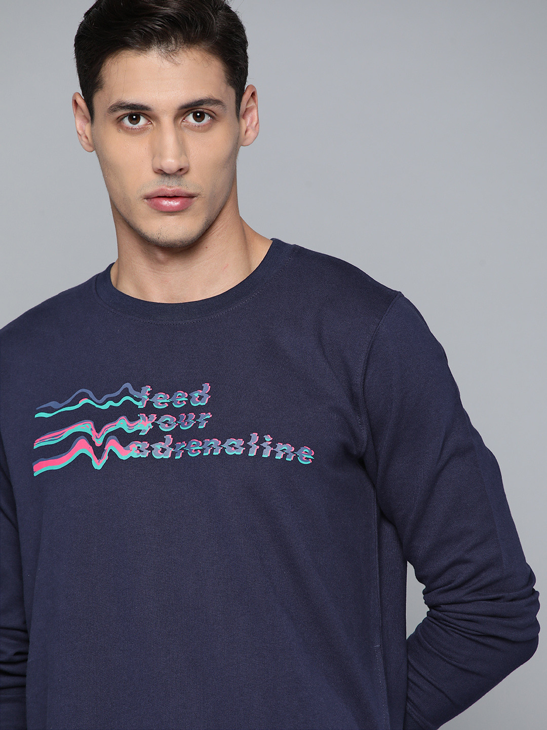 HRX by Hrithik Roshan Lifestyle Men Medieval Blue Bio-Wash Typography Sweatshirt, Navy blue 
HRX by Hrithik Roshan Lifestyle Men Medieval Blue Bio-Wash Typography Sweatshirt, Navy blue