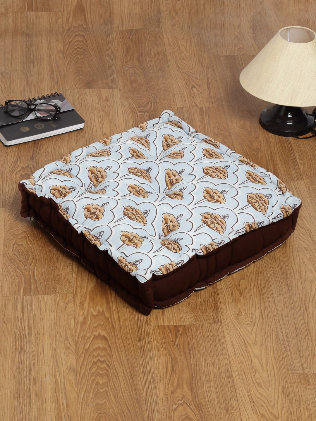 Rajasthan Decor Blue & Beige Square Floor Cushion
