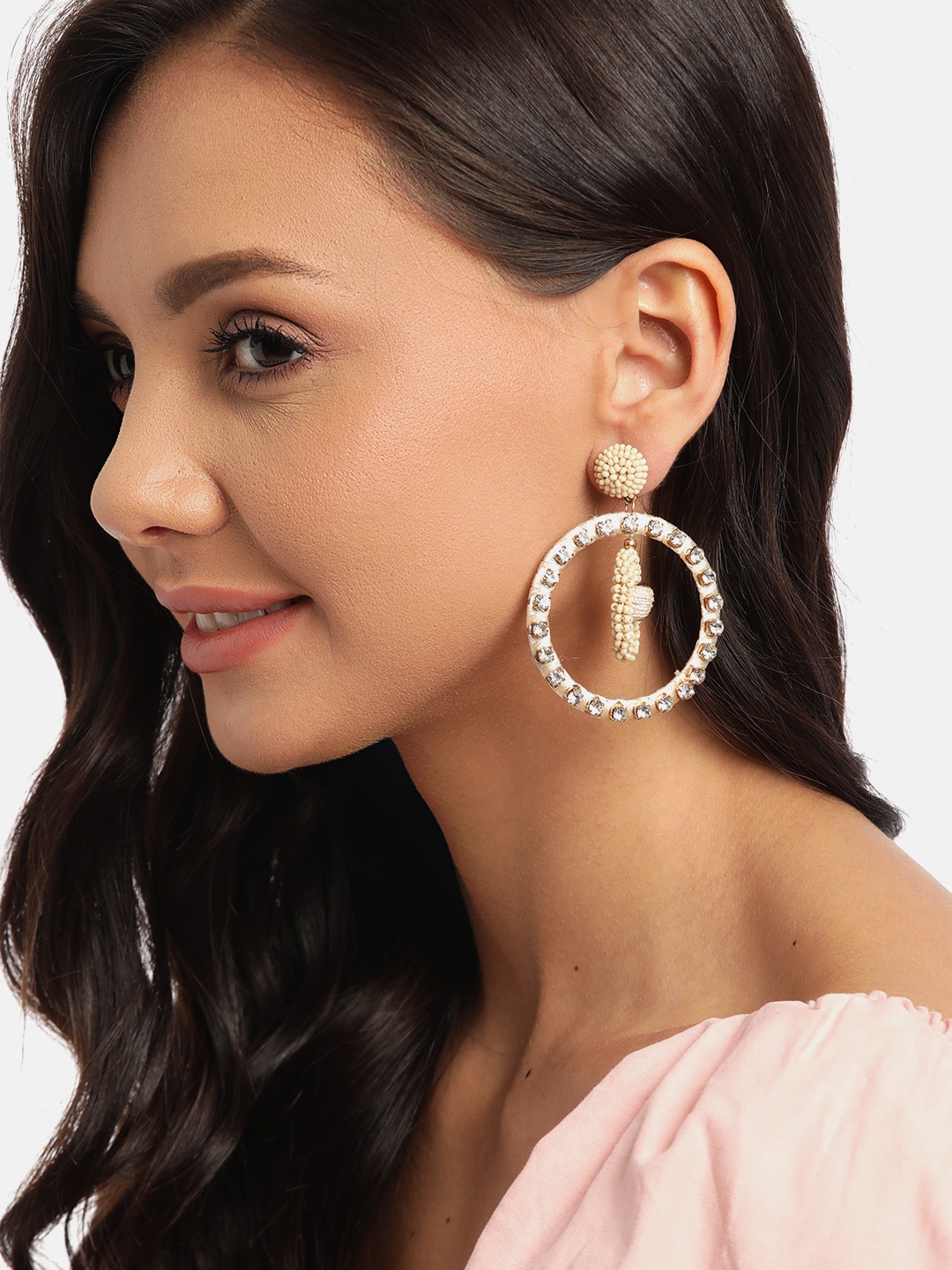 DressBerry Cream-Coloured Stone-Studded & Beaded Handcrafted Circular Drop Earrings
DressBerry Cream-Coloured Stone-Studded & Beaded Handcrafted Circular Drop Earrings