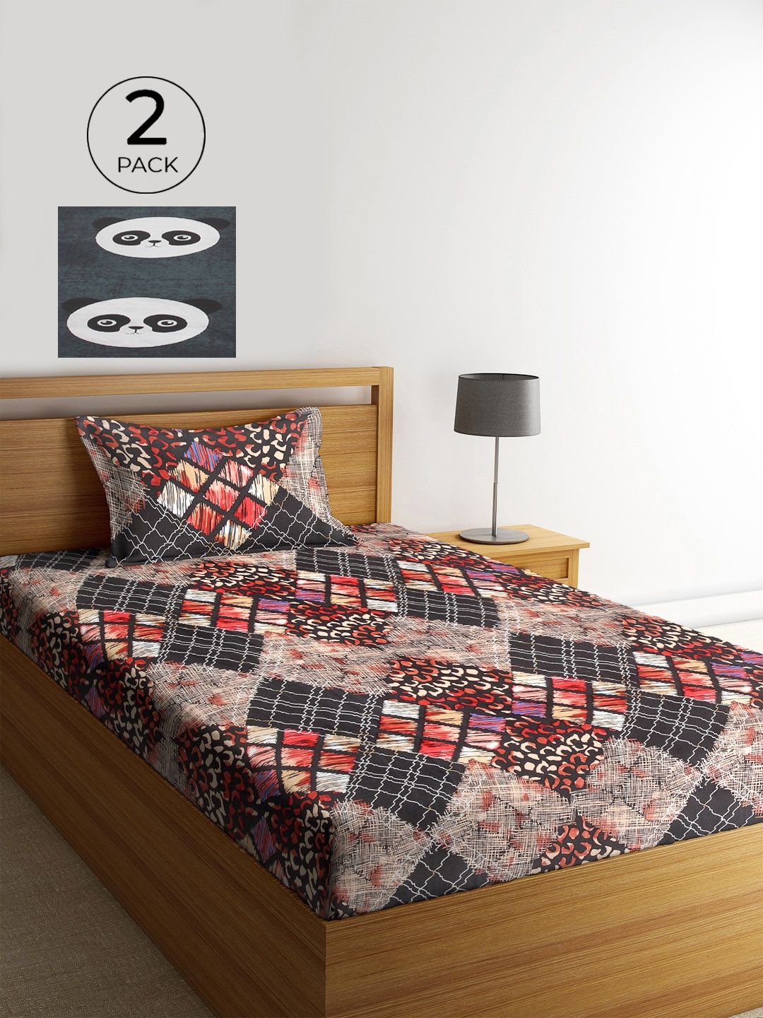 KLOTTHE Pack of 2 Geometric 210 TC Polycotton Single Bedsheet with 2 Pillow Covers, Black
KLOTTHE Pack of 2 Geometric 210 TC Polycotton Single Bedsheet with 2 Pillow Covers, Black