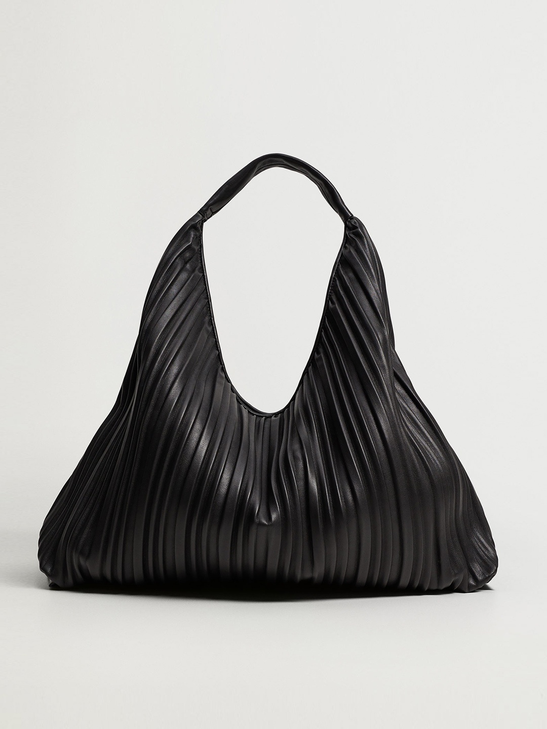 MANGO Black Pleated Shoulder Bag