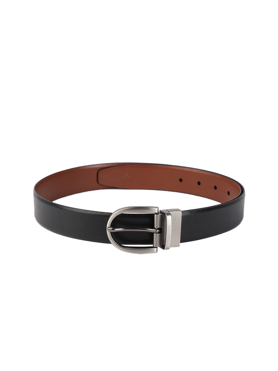 Allen Solly Men Black Textured Leather Formal Belt