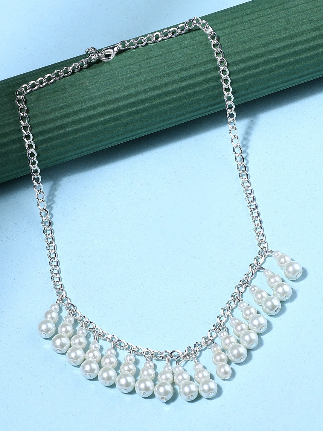 Zaveri Pearls Silver-Plated & White Pearl Necklace