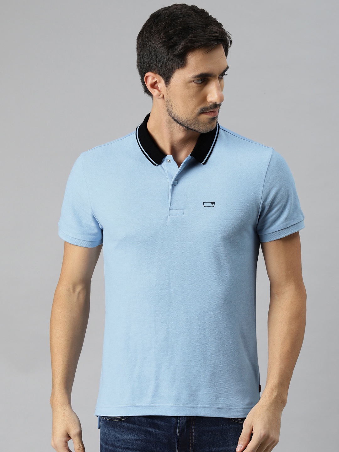 Levis Men Blue Polo Collar T-shirt