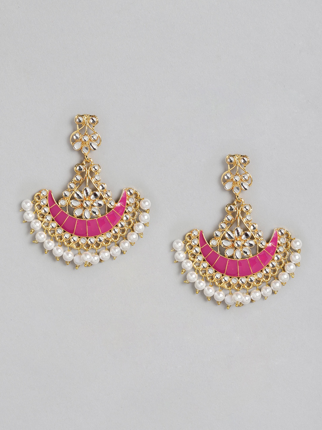 Anouk Pink & Off-White Gold-Plated Stone-Studded Enamelled Crescent Shaped Chandbalis
Anouk Pink & Off-White Gold-Plated Stone-Studded Enamelled Crescent Shaped Chandbalis