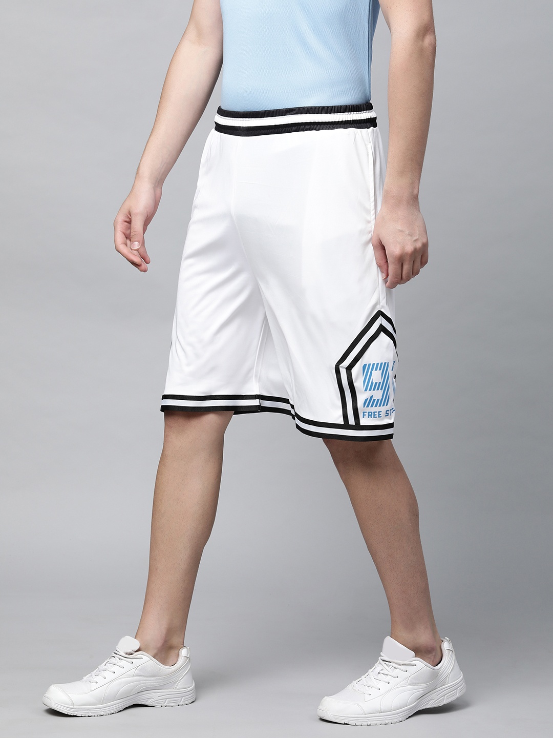 abof Men White Mid-Rise Sports Shorts