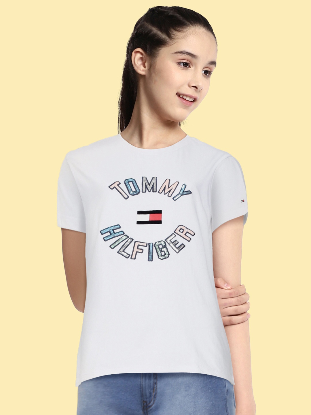 Tommy Hilfiger Girls White Pure Cotton Brand Logo Embroidered Round Neck Pure Cotton T-shirt
Tommy Hilfiger Girls White Pure Cotton Brand Logo Embroidered Round Neck Pure Cotton T-shirt