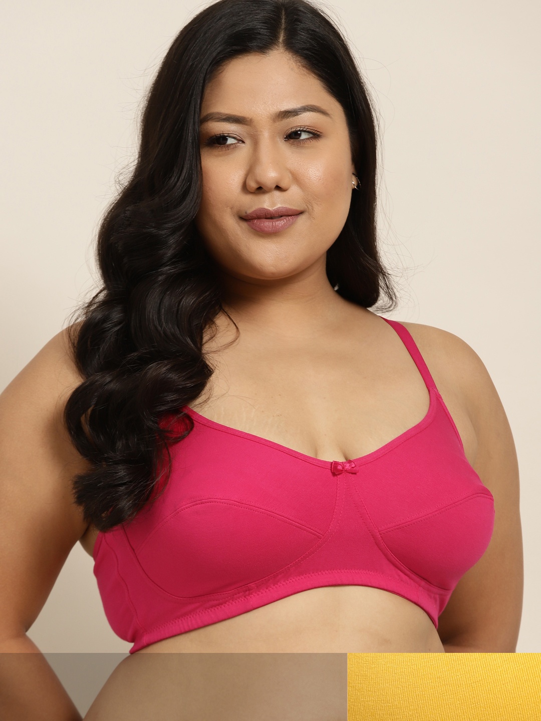 Sztori Women Plus Size Pack of 2 Everyday Bra, Yellow