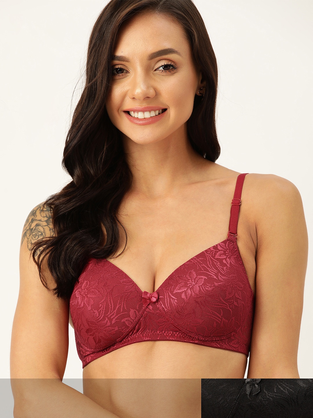 DressBerry Pack Of 2 Floral Self Design T-shirt - Bra Full Coverage Lightly Padded, Black
DressBerry Pack Of 2 Floral Self Design T-shirt - Bra Full Coverage Lightly Padded, Black