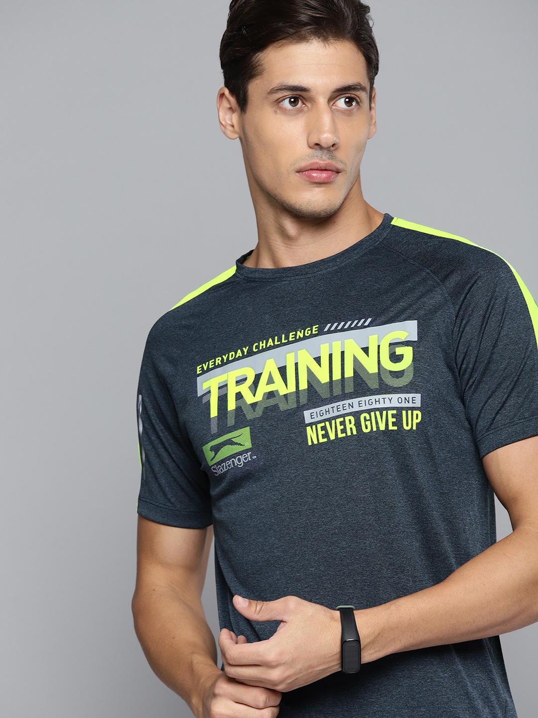 Slazenger Men Charcoal & Fluorescent Green Typography Print Ultra-Dry Training T-shirt
Slazenger Men Charcoal & Fluorescent Green Typography Print Ultra-Dry Training T-shirt