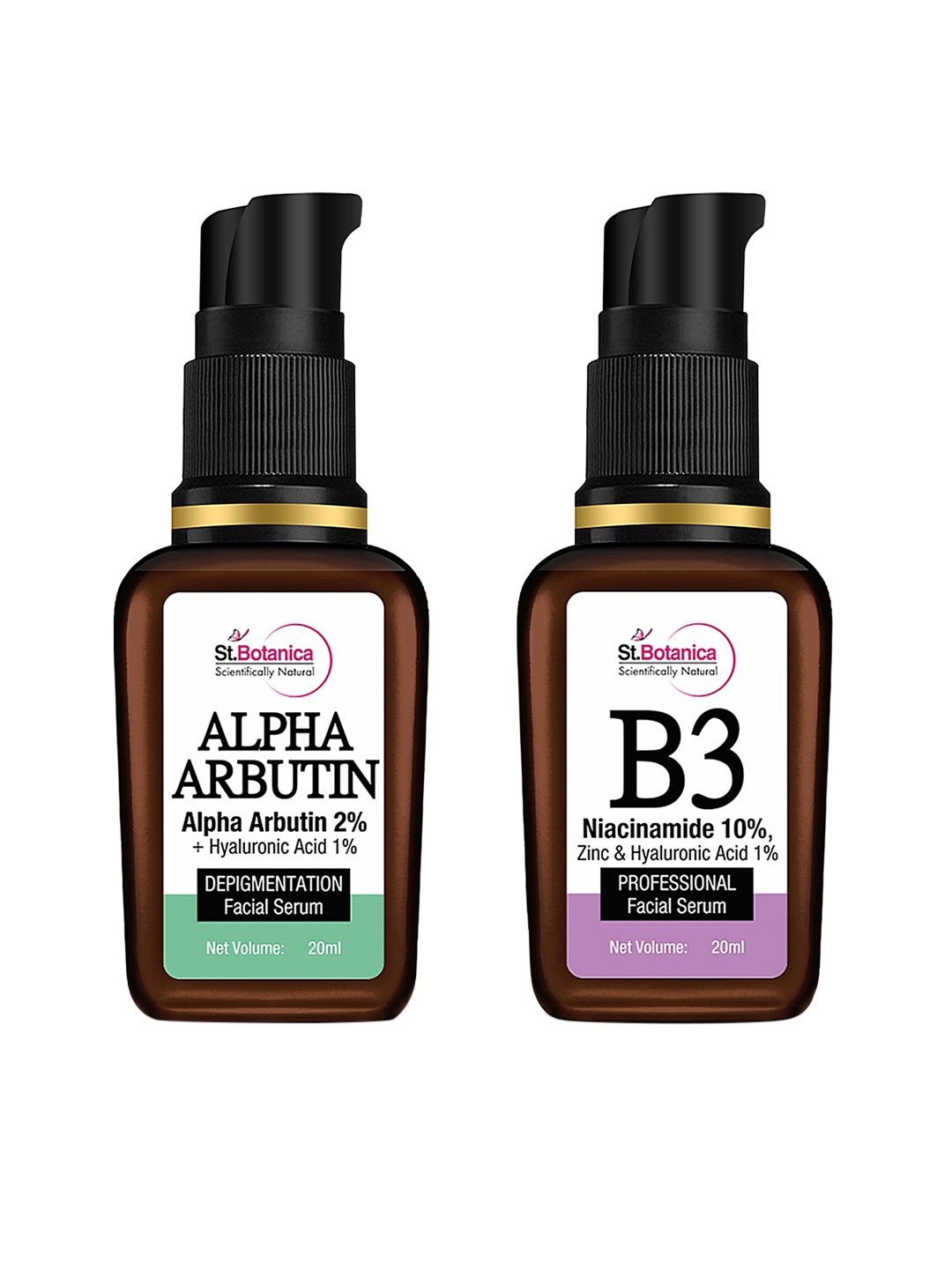 St.Botanica Combo of 2 Face Serum (Alpha Arbutin 2% + Niacinamine 10% Serum Combo), Green
St.Botanica Combo of 2 Face Serum (Alpha Arbutin 2% + Niacinamine 10% Serum Combo), Green
