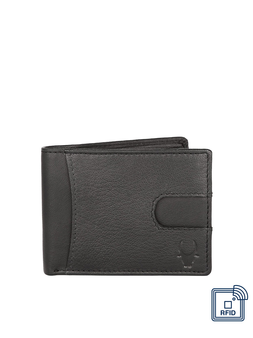 WildHorn Men Black Solid RFID Leather Two Fold Wallet