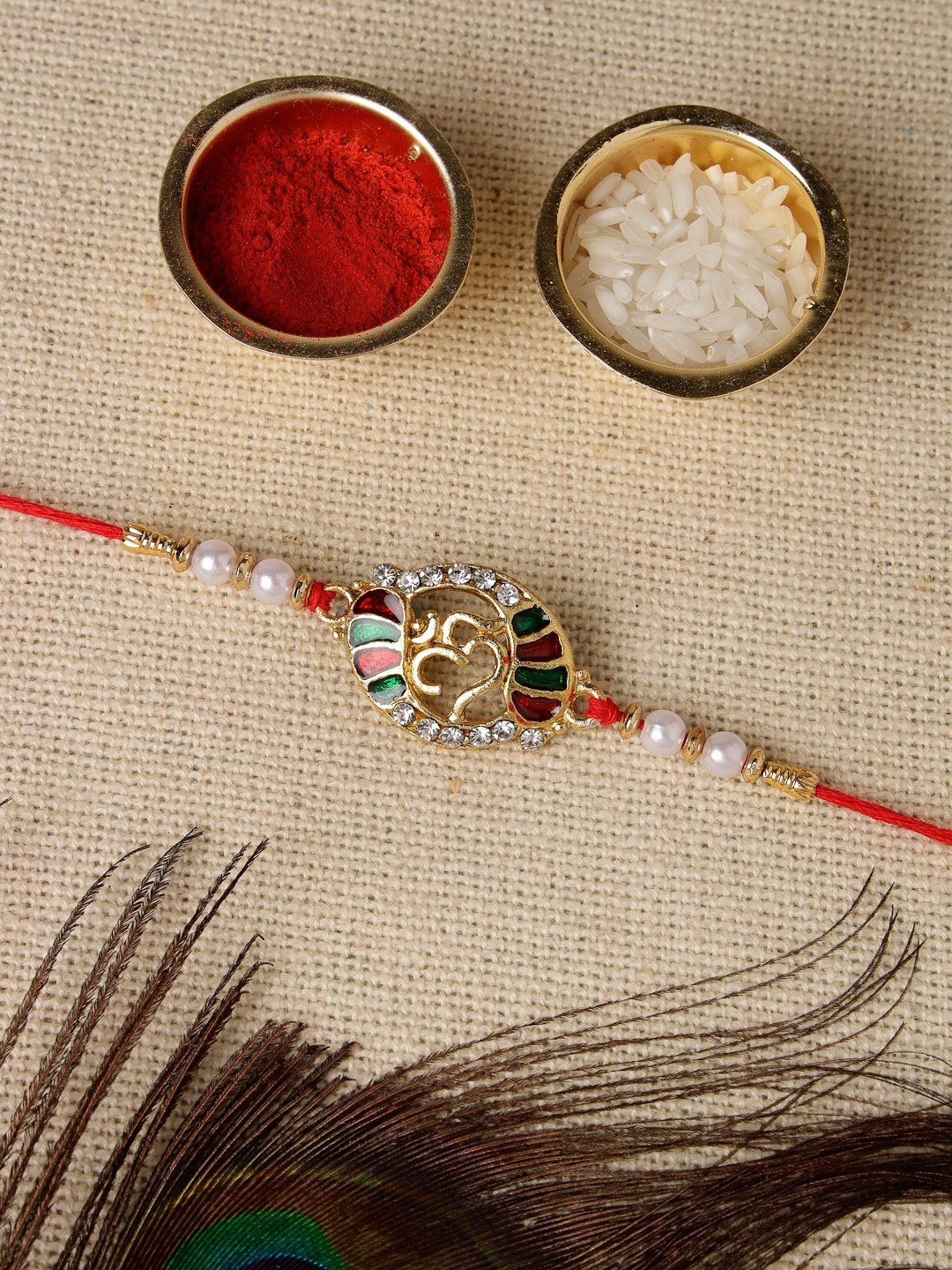 Sukkhi Rakhi Men Red Gold-Plated Stone-Studded & Beaded Rakhi With Roli Chawal & Greeting Card
Sukkhi Rakhi Men Red Gold-Plated Stone-Studded & Beaded Rakhi With Roli Chawal & Greeting Card