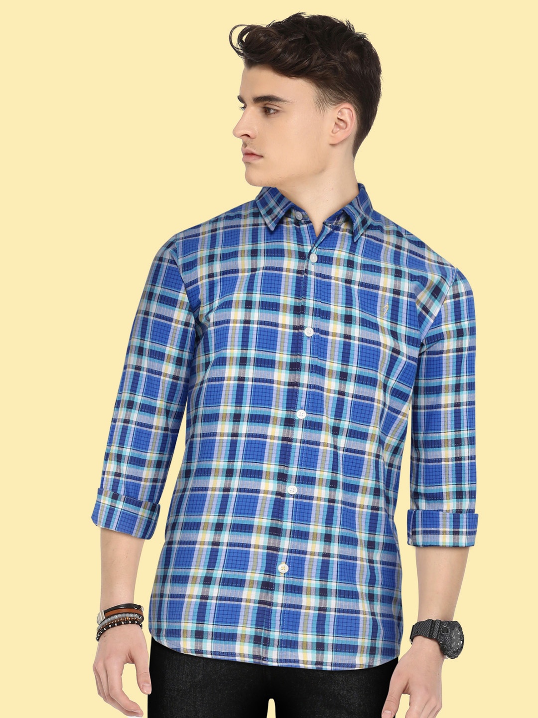 Indian Terrain Boys Blue & White Tartan Checked Casual Shirt