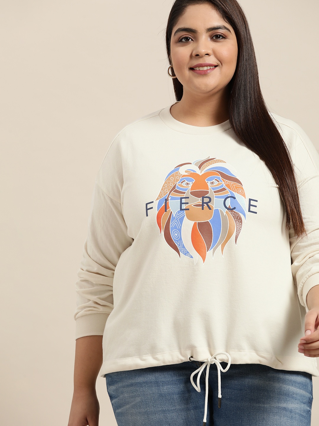 Sztori Disney Women Plus Size Off White & Orange Lion King Print Waist Tie-Ups Sweatshirt
Sztori Disney Women Plus Size Off White & Orange Lion King Print Waist Tie-Ups Sweatshirt