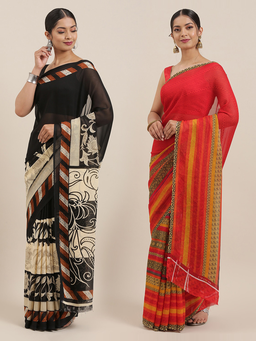 ANAND SAREES Pack of 2 Printed Sarees, Red 
ANAND SAREES Pack of 2 Printed Sarees, Red