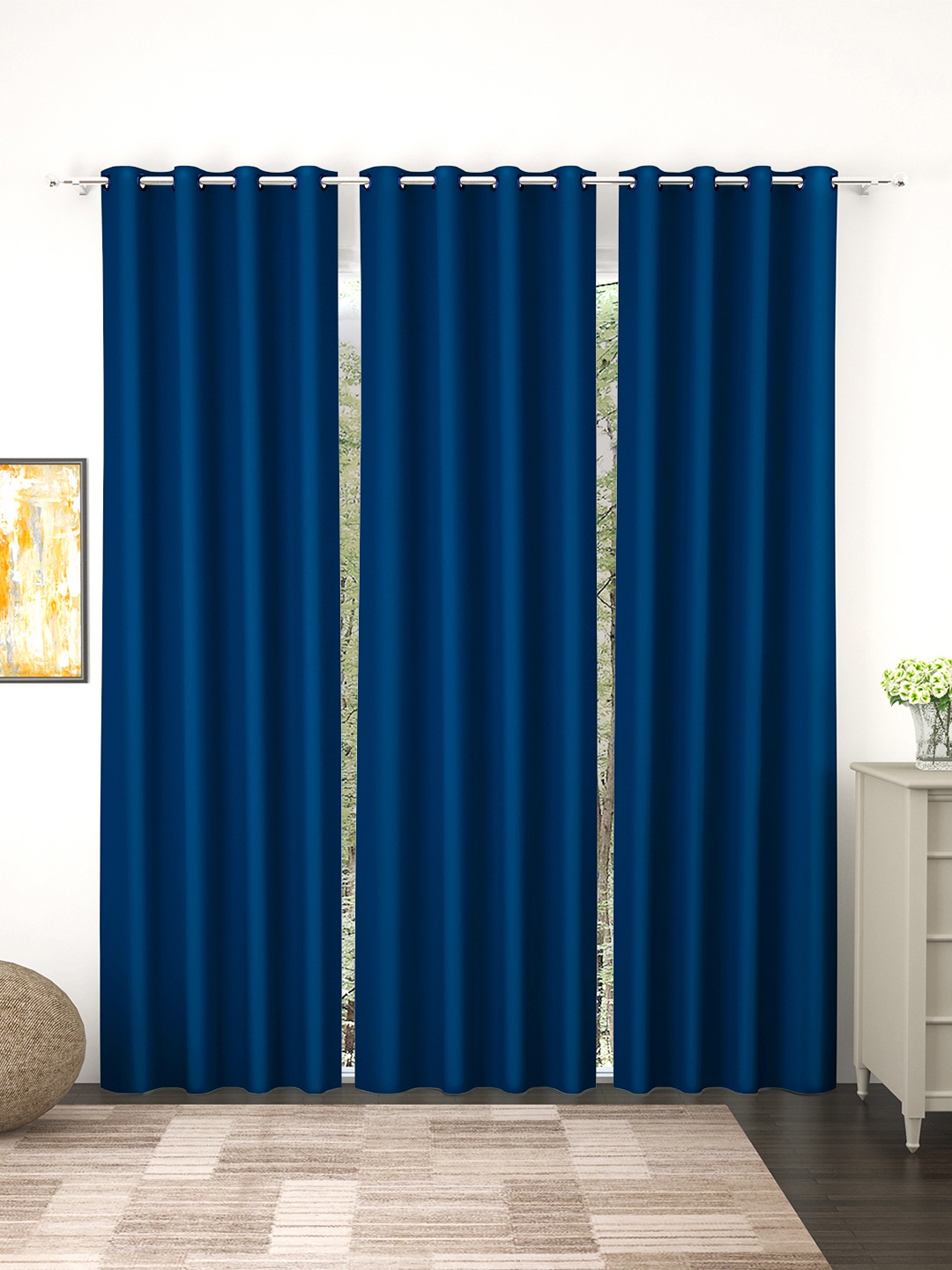 Story@Home Faux Silk Solid 300GSM Navy Blue Room Darkening Blackout Door Curtain - Set of 3
Story@Home Faux Silk Solid 300GSM Navy Blue Room Darkening Blackout Door Curtain - Set of 3