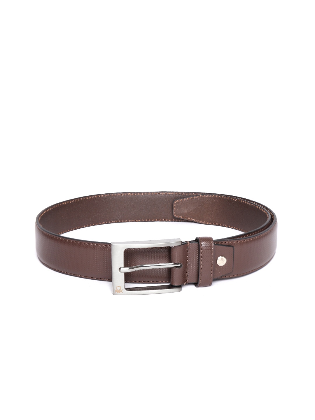 United Colors of Benetton Men Brown Textured Leather Belt
