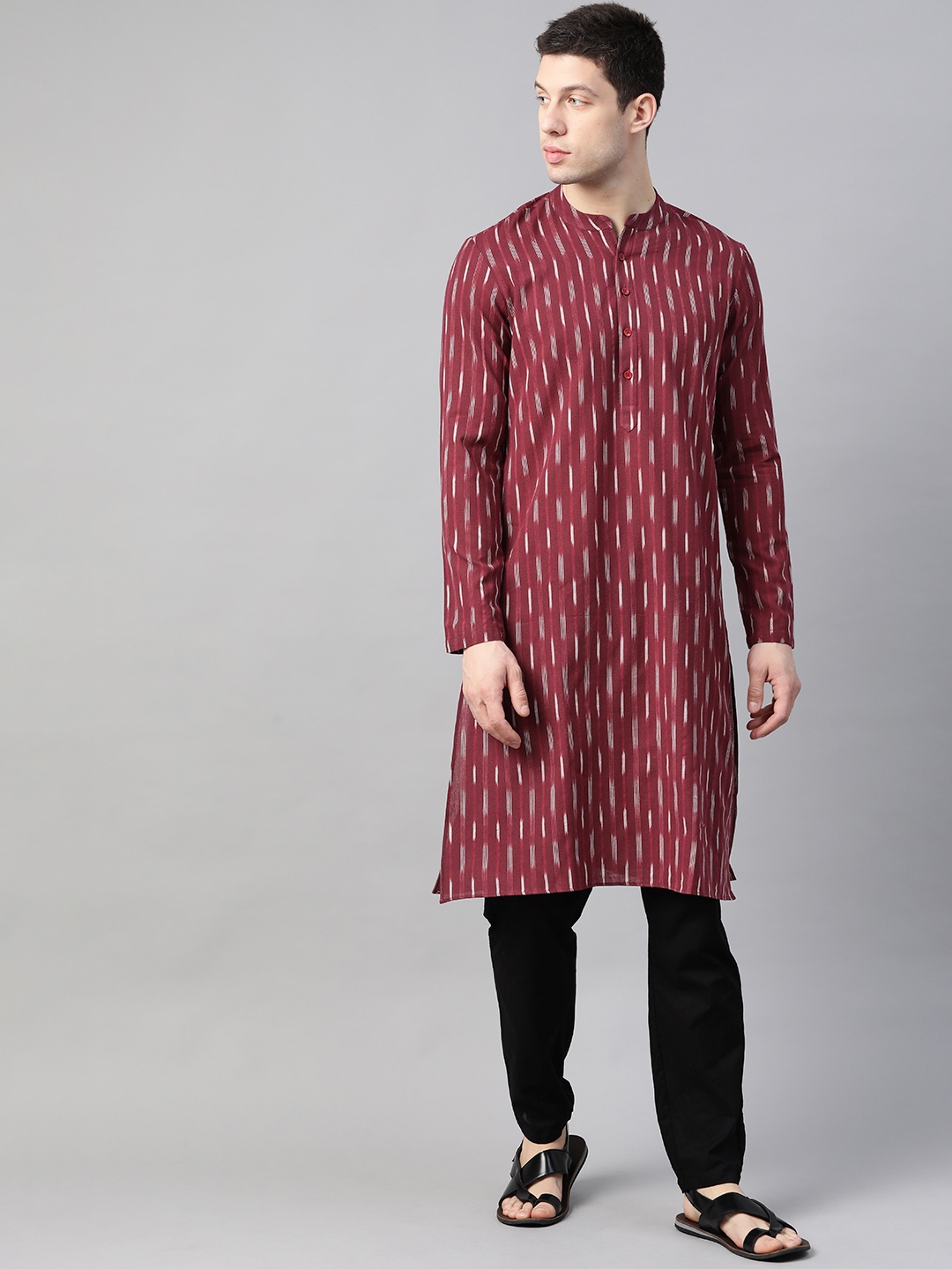 See Designs Men Maroon & White Handloom Ikat Woven Design Pure Cotton Straight Kurta
See Designs Men Maroon & White Handloom Ikat Woven Design Pure Cotton Straight Kurta