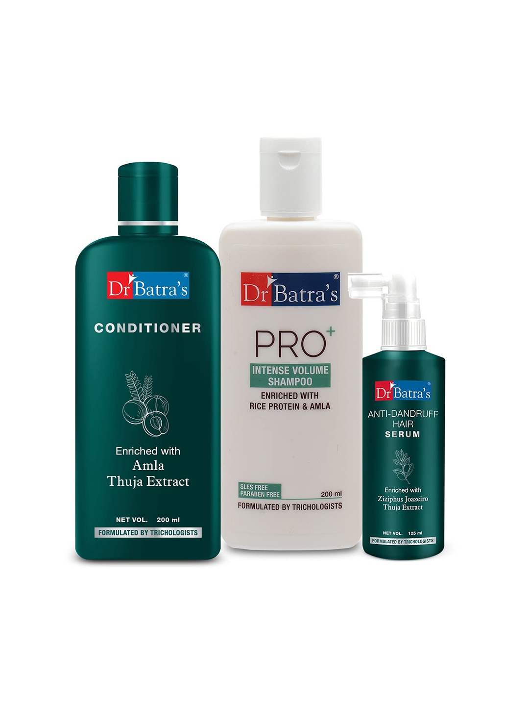 Dr. Batras Anti Dandruff Hair Serum+ Conditioner 200ml+ Pro+ Intense Volume Shampoo 200ml, Brown
Dr. Batras Anti Dandruff Hair Serum+ Conditioner 200ml+ Pro+ Intense Volume Shampoo 200ml, Brown