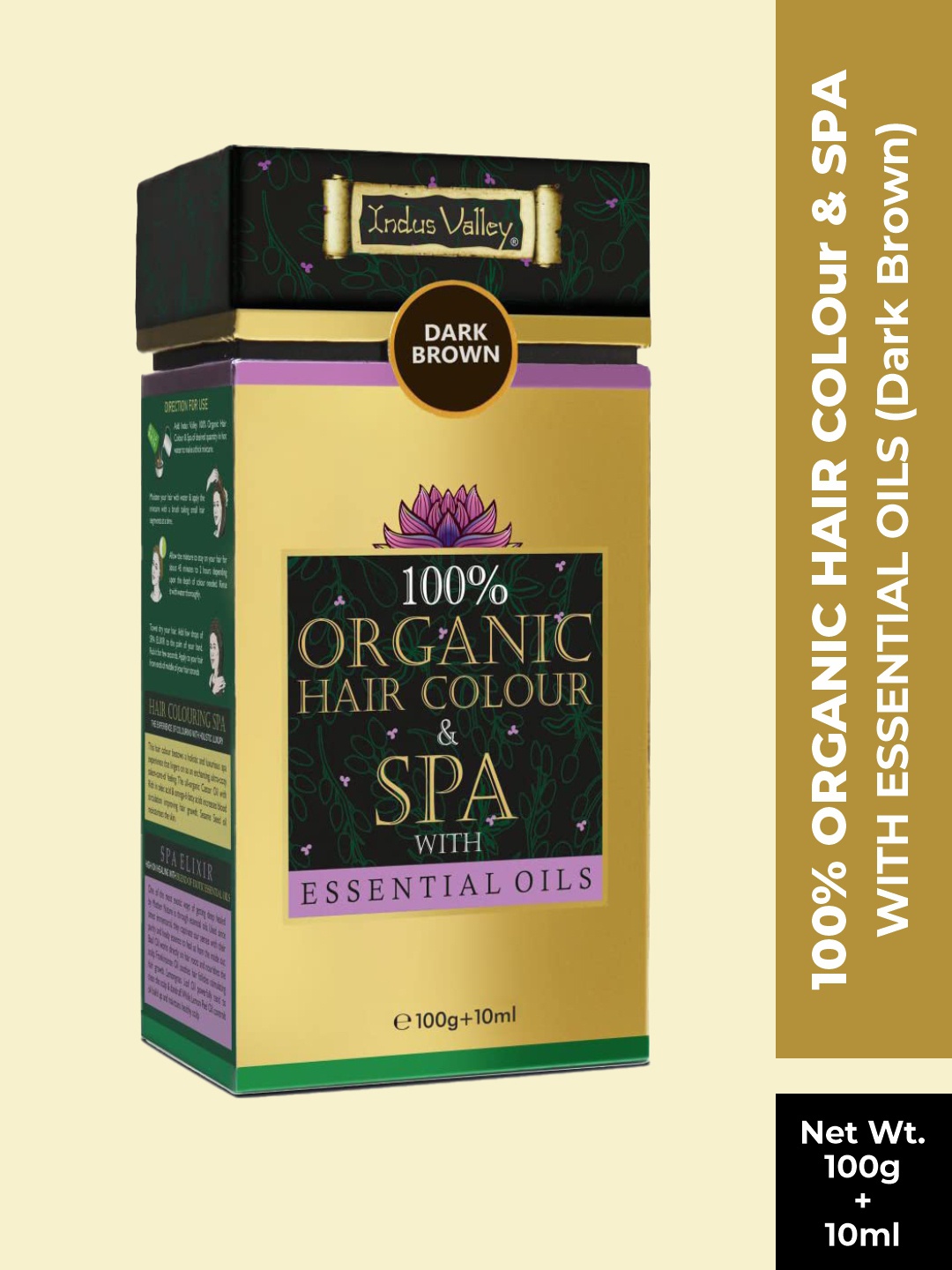 Indus Valley 100% Organic Hair Colour & Spa With Essential Oil Dark Brown - 110 g, Black
Indus Valley 100% Organic Hair Colour & Spa With Essential Oil Dark Brown - 110 g, Black