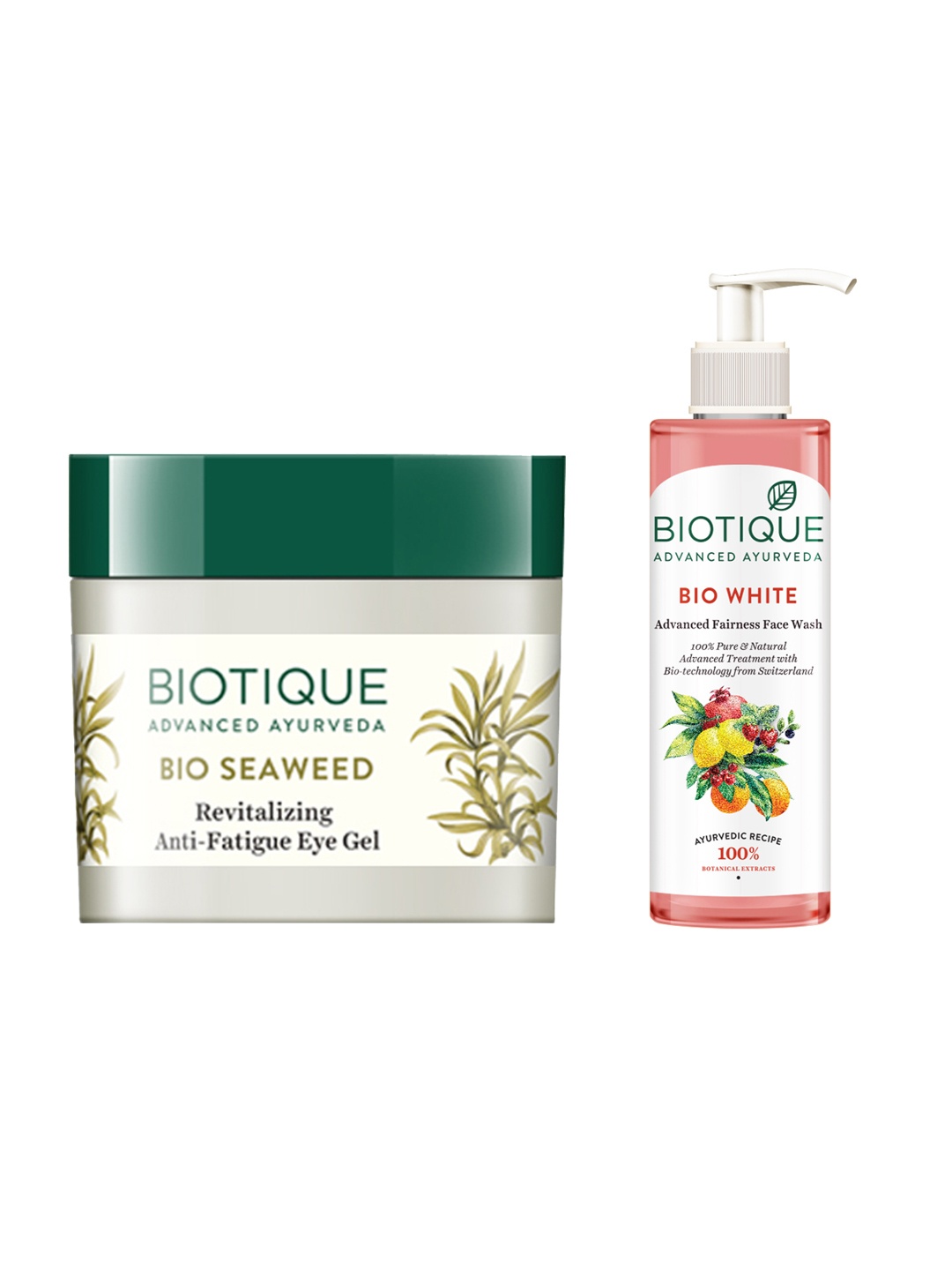 Biotique Set Of Bio Sustainable Fairness Face Wash & Bio Sea Weed Anti-Fatigue Eye Gel, Pink
Biotique Set Of Bio Sustainable Fairness Face Wash & Bio Sea Weed Anti-Fatigue Eye Gel, Pink